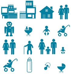 Famille en 16 icônes