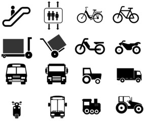 Transport et livraison en 16 icônes	