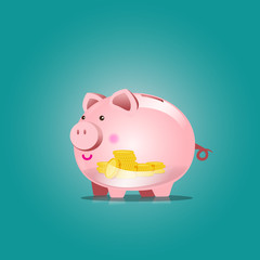 Piggy bank  icon with blank vector illustration