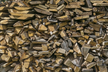 Wall of wooden firewood