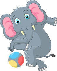 Elephant cartoon kicking a ball