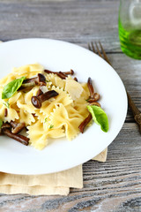Tasty pasta with mushrooms