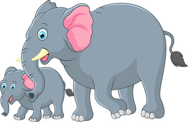 Fototapeta premium Mother and baby elephant
