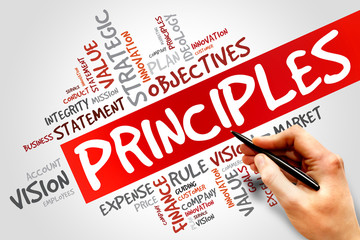 Principles word cloud, business concept