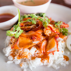 Crispy roasted belly pork and rice