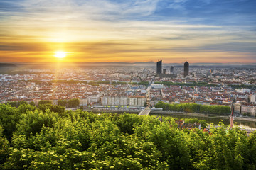View of Lyon at sunrise