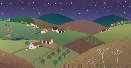 Night farmer landscape