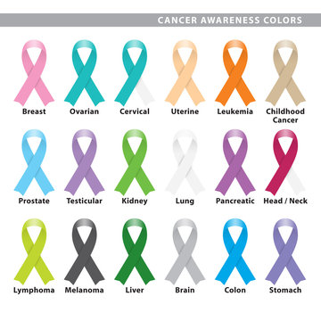 Set of eighteen awareness ribbons.