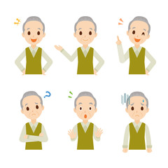 男性　おじいさん　表情　ポーズ