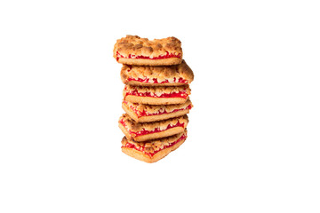 biscuits with jam on a white background