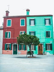 Fototapeta na wymiar Venise Burano et ces façades colorées
