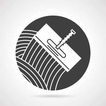 Tile Trowel Black Round Vector Icon