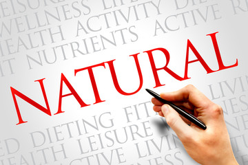 NATURAL word cloud, fitness, sport, health concept