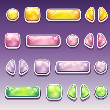 Big set of colorful cartoon buttons of different shapes for the