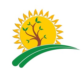 Sun logo with a tree.