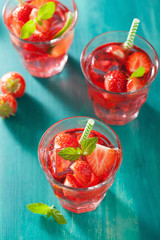 summer strawberry lemonade with lime and mint