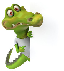 Fototapeta premium Crocodile with a white tshirt