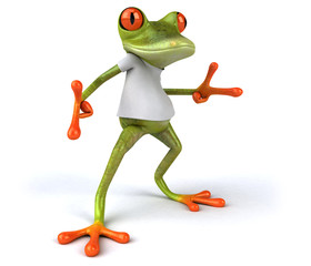 Obraz na płótnie Canvas Frog with a white tshirt