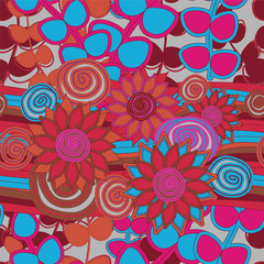 seamless pattern with flower. various flower and leaves. vector