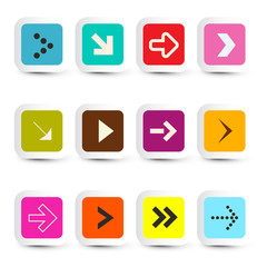 Vector Application Icons - Arrows in Paper Cut Squares Set