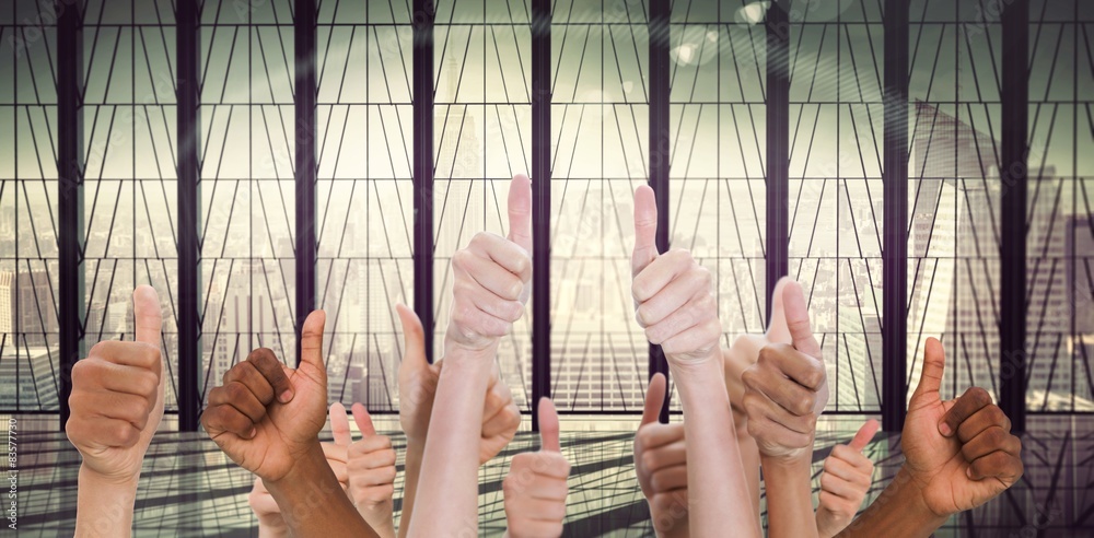 Poster composite image of hands showing thumbs up