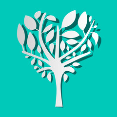 Paper Tree on Blue Background Vector