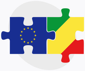 European Union and Congo Flags in puzzle