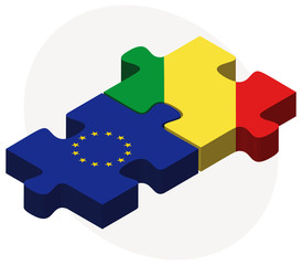 European Union and Congo Flags in puzzle