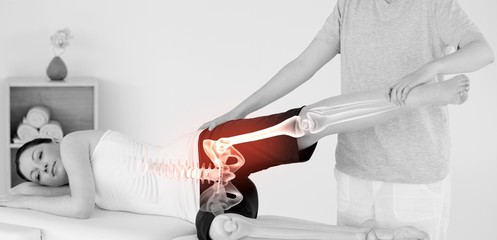Highlighted bones of woman at physiotherapist 