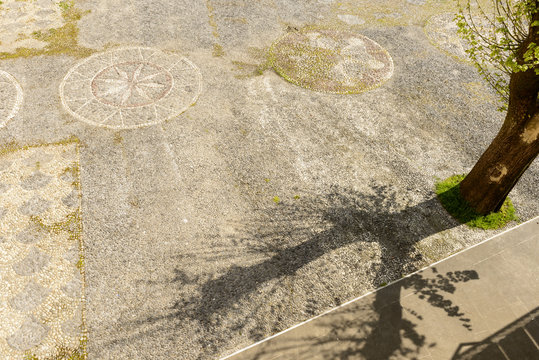 decorated cobble on parvis of San Sebastiano and Maria Asssunta