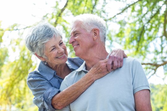 Happy old couple smiling 