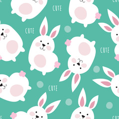 seamless cute bunny pattern vector illustration