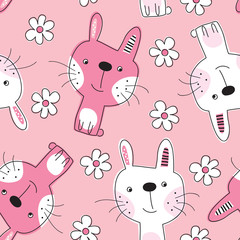 seamless bunny pattern vector illustration
