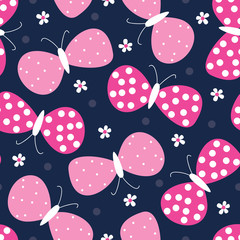 seamless butterflies and flowers pattern vector illustration