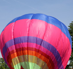 colorful hot air balloon is flying