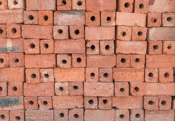 Red clay bricks for construction