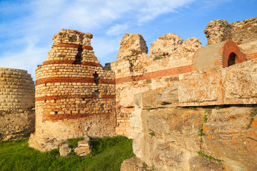 Ruined walls around the old Nessebar town, Bulgaria.