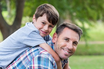 Father and son having fun in the park