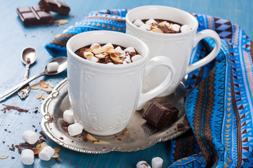 Two cups of chocolate almond milk