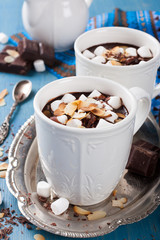 Two cups of chocolate almond milk