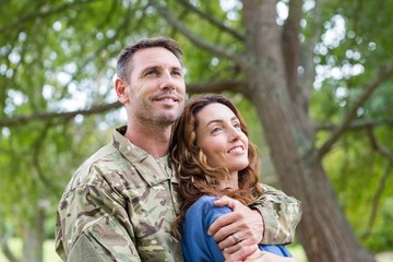 Handsome soldier reunited with partner