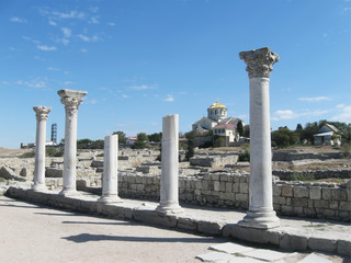 Fototapeta premium Chersonese, columns of Basilica 1935 (VI-X c.), Crimea 