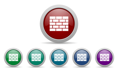 firewall vector icons set