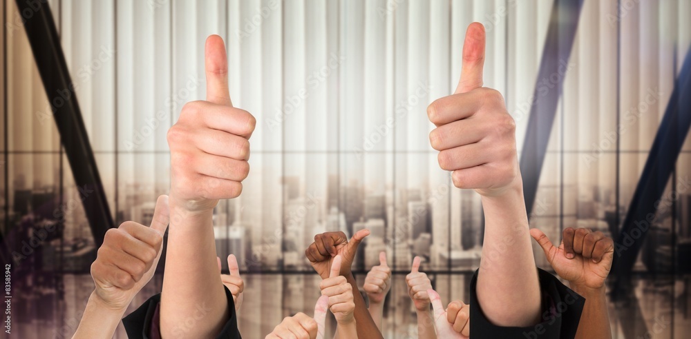 Poster composite image of hands showing thumbs up