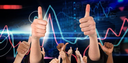Composite image of hands showing thumbs up