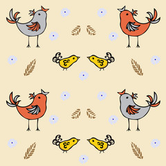 Baby background with silhouettes birds