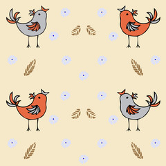 Baby background with silhouettes birds