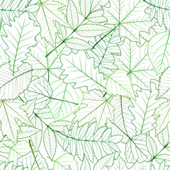 Seamless with green spring leaves.
