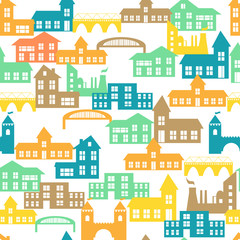 Fototapeta na wymiar Seamless pattern with houses. Vector illustration