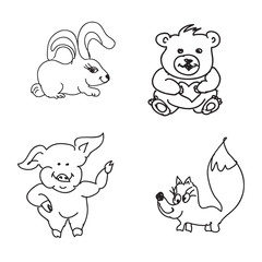 Set of baby animals  Doodles